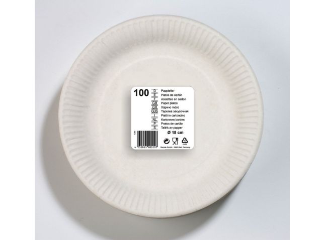Assiette en papier jetable, 18 cm, blanche