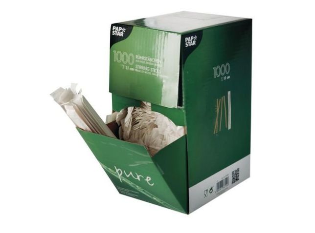 Bâtonnets de mélange en bois 'pur' 11 cm x 5 mm emballés à l'unité