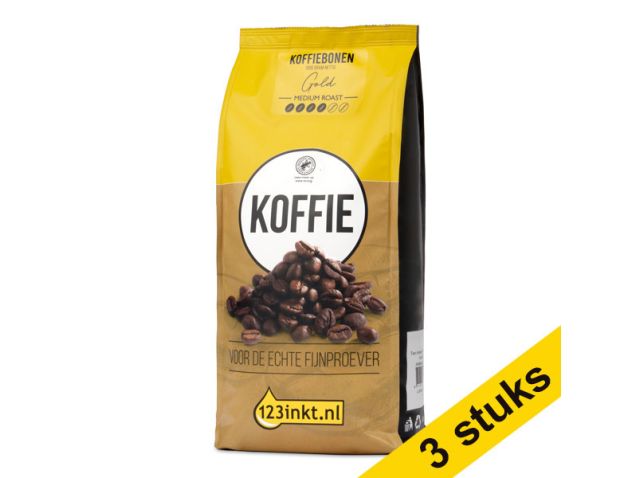 Aanbieding: 3x 123inkt Gold medium roast koffiebonen 1 kg