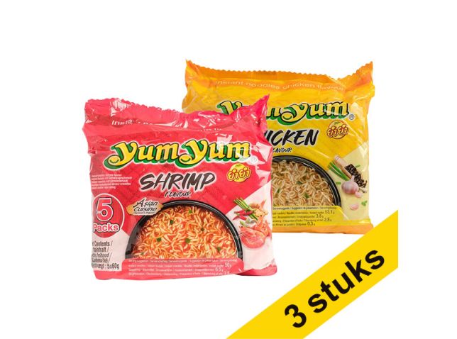 Combi deal: 3x Yum Yum Noodles Soep kip en garnaal (5 pack)