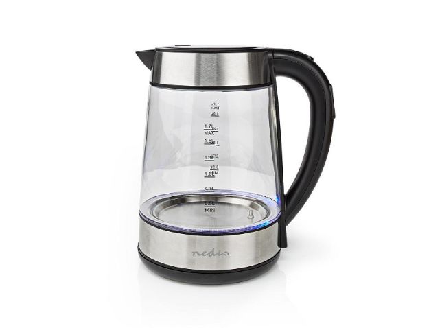 Bouilloire | Nedis (1,7 L, Réglage de la température, Protection contre l'ébullition à sec, Verre)