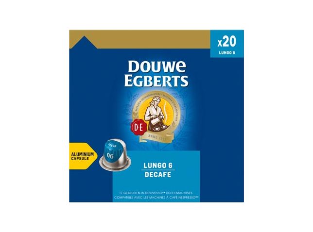Capsules de café Douwe Egberts Lungo Decaf, paquet de 20 pièces