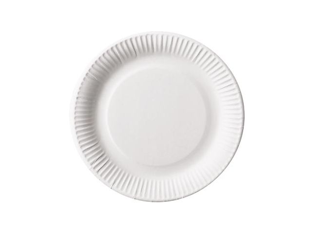 Assiette "pure", ronde, blanche, diamètre 23 cm, en carton, paquet de 100 pièces